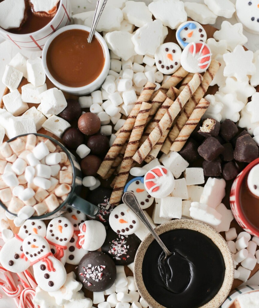 hot chocolate board for easy holiday dessert gathering