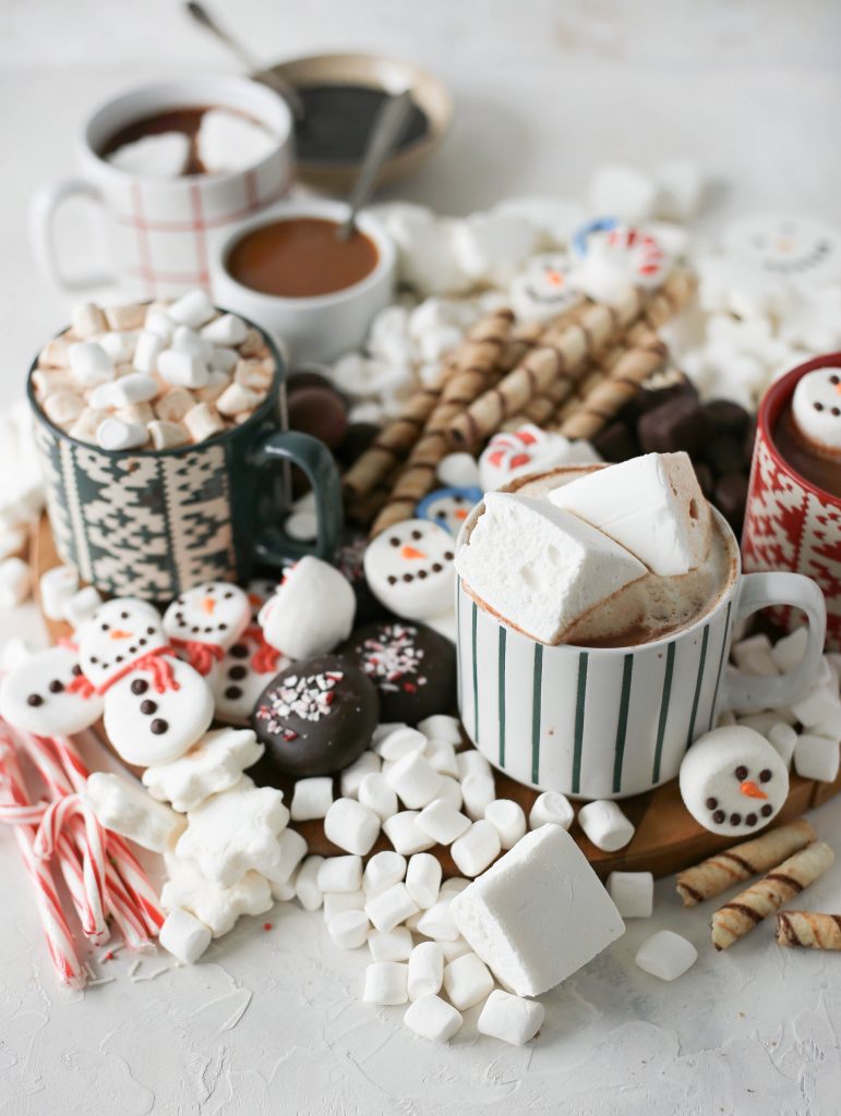hot chocolate board for easy holiday dessert gathering
