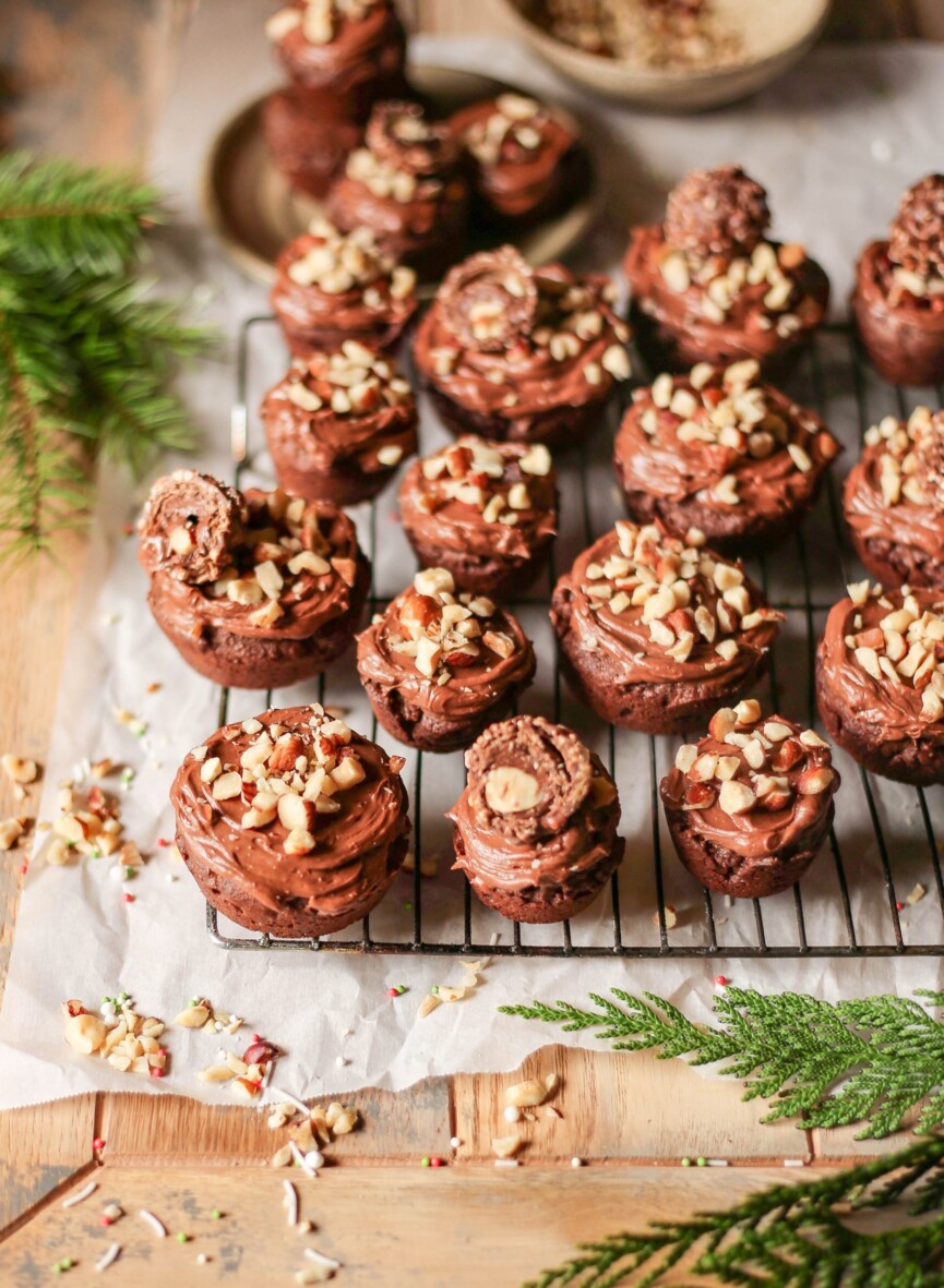 chocolate hazelnut cookies made in a muffin tray - holiday cookies