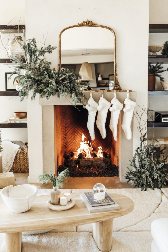 Camille Styles living room, modern Christmas décor