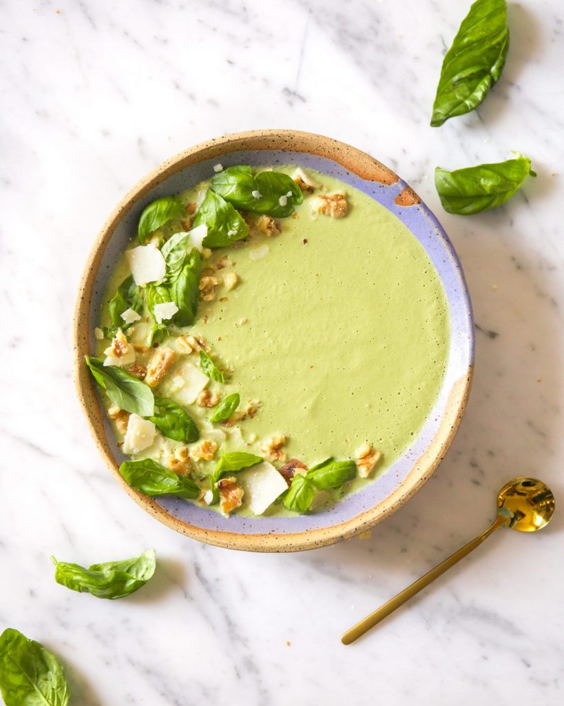 Vegetarian Pesto Soup from Liz Moody - winter soup recipes
