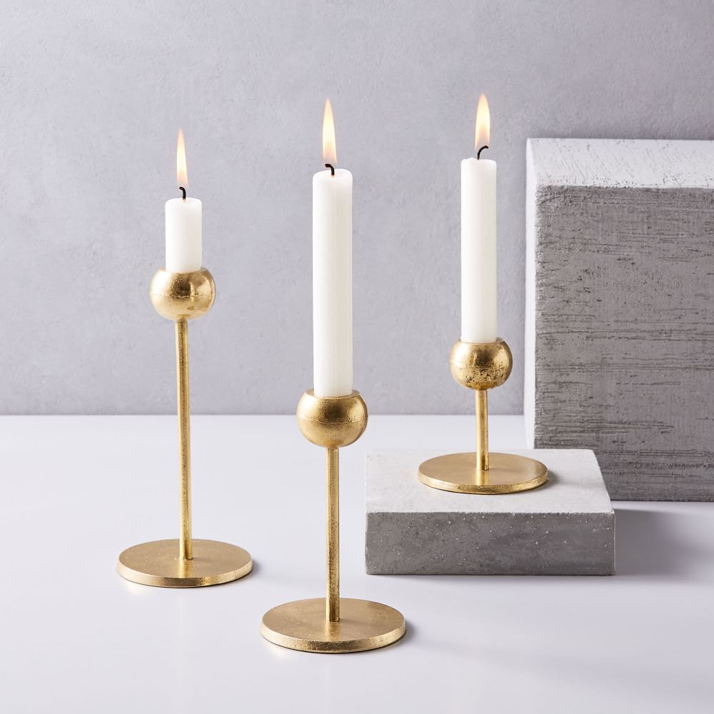 West Elm Modern Brass Metal Candleholders