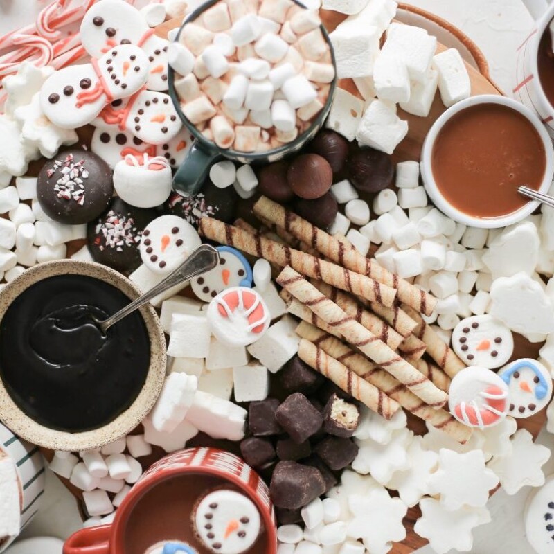 hot chocolate board for easy holiday dessert gathering