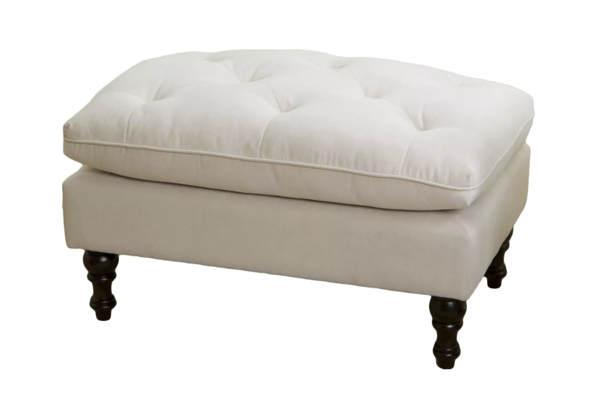Jeremy Tufted Ottoman Crème Velvet - Christopher Knight Home