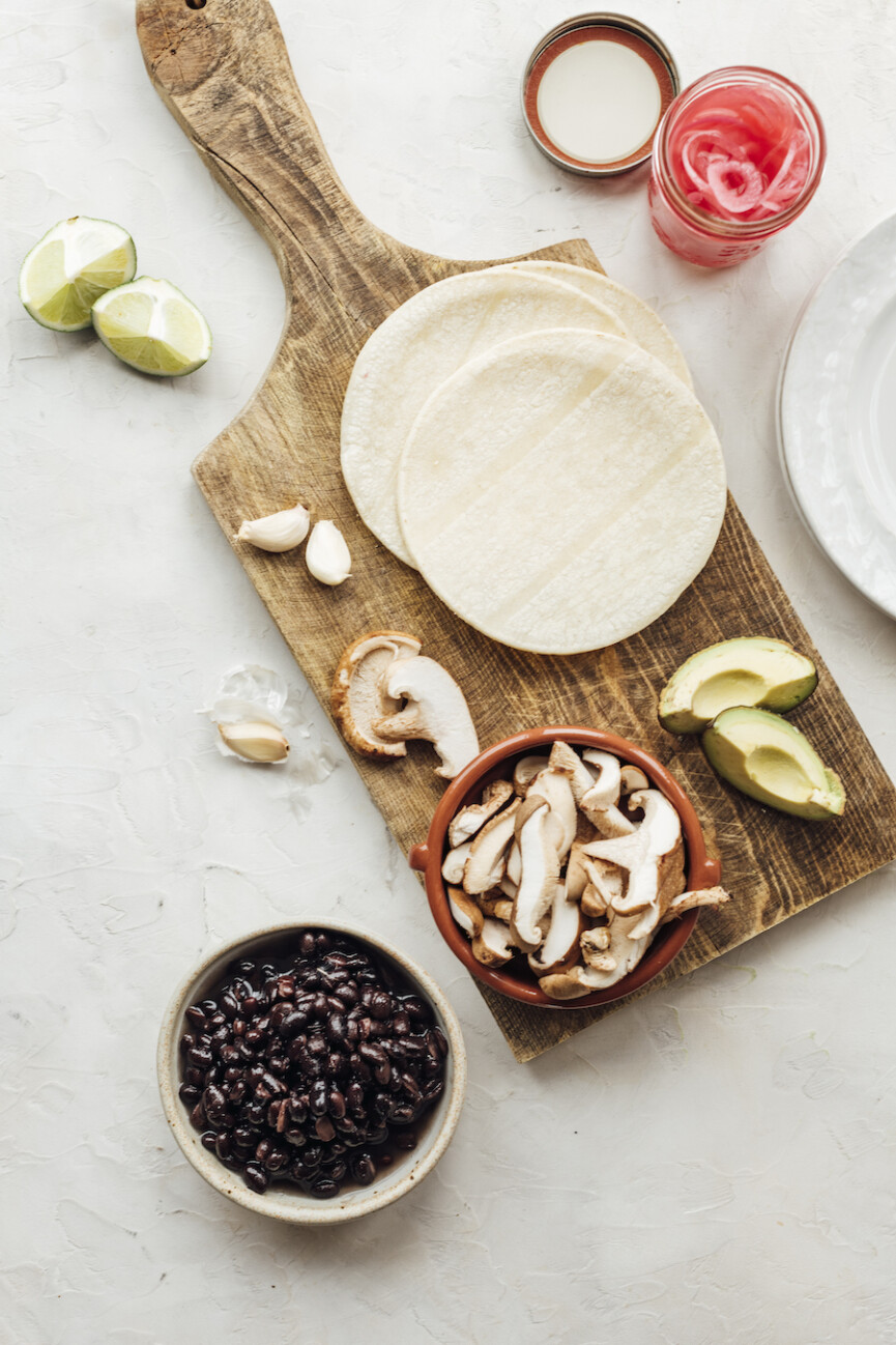 mushroom and black bean tacos are a delicious vegan plant-based dinner