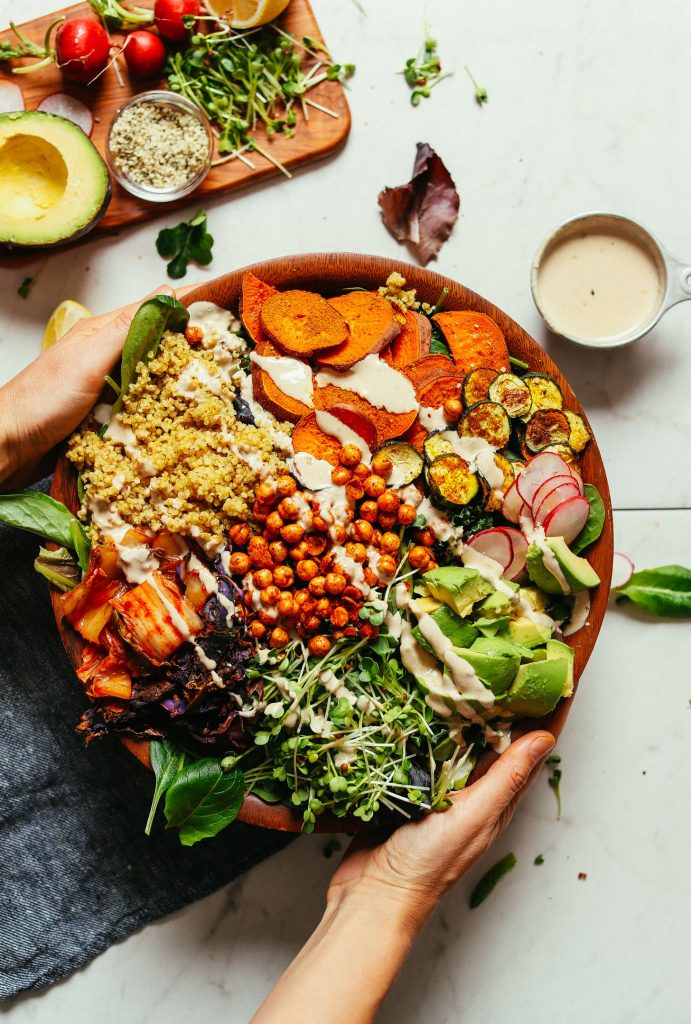 Abundance Kale Salad With Savory Tahini Dressing_salad ideas for lunch