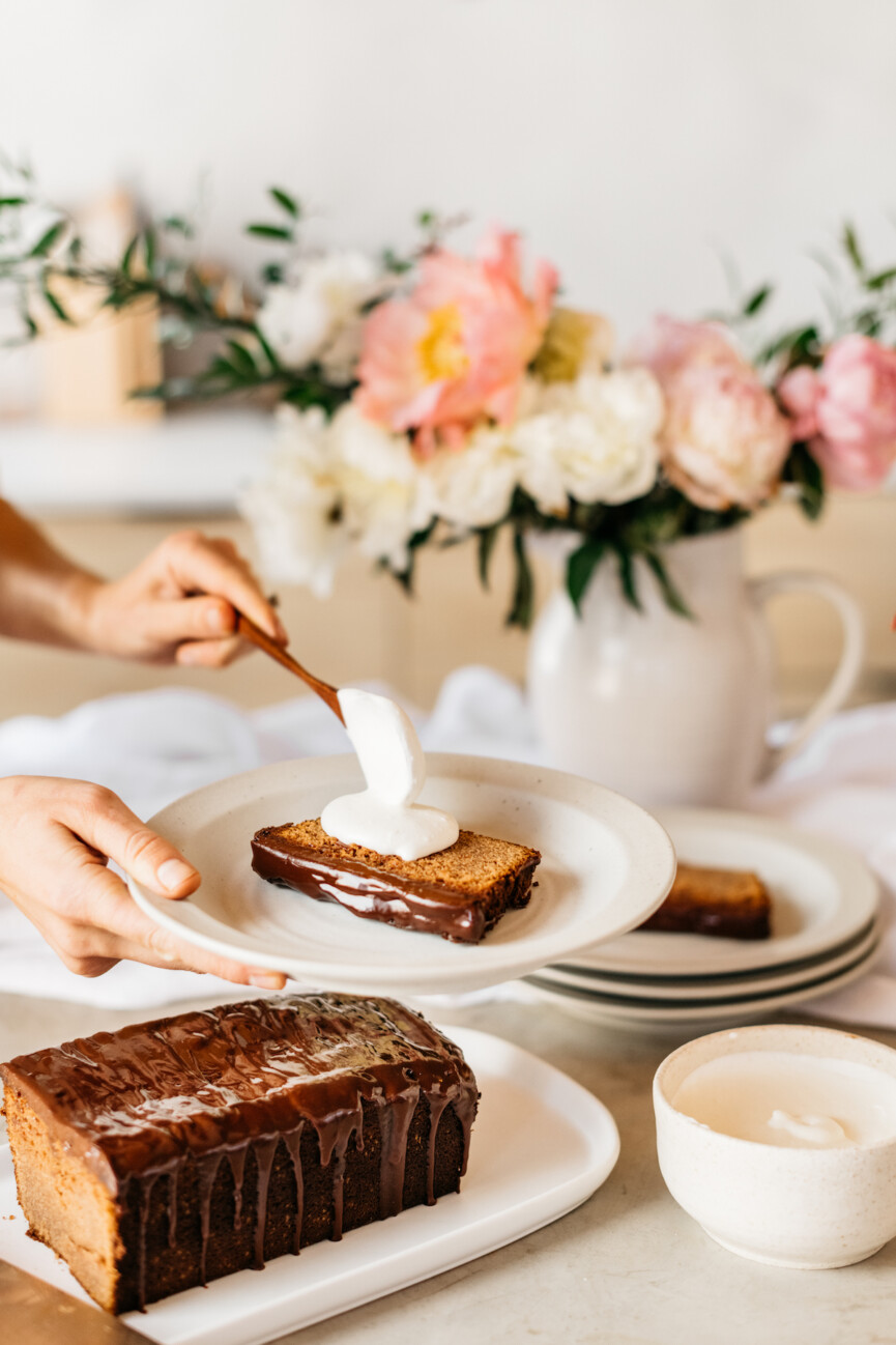 classic chocolate poundcake, easy valentine's dessert, peonies flowers, romance