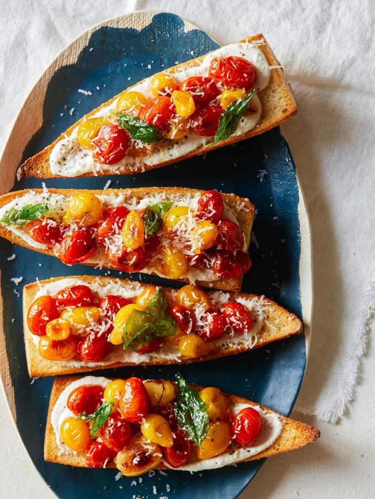 roasted cherry tomatoes and whipped feta toast_feta cheese recipes