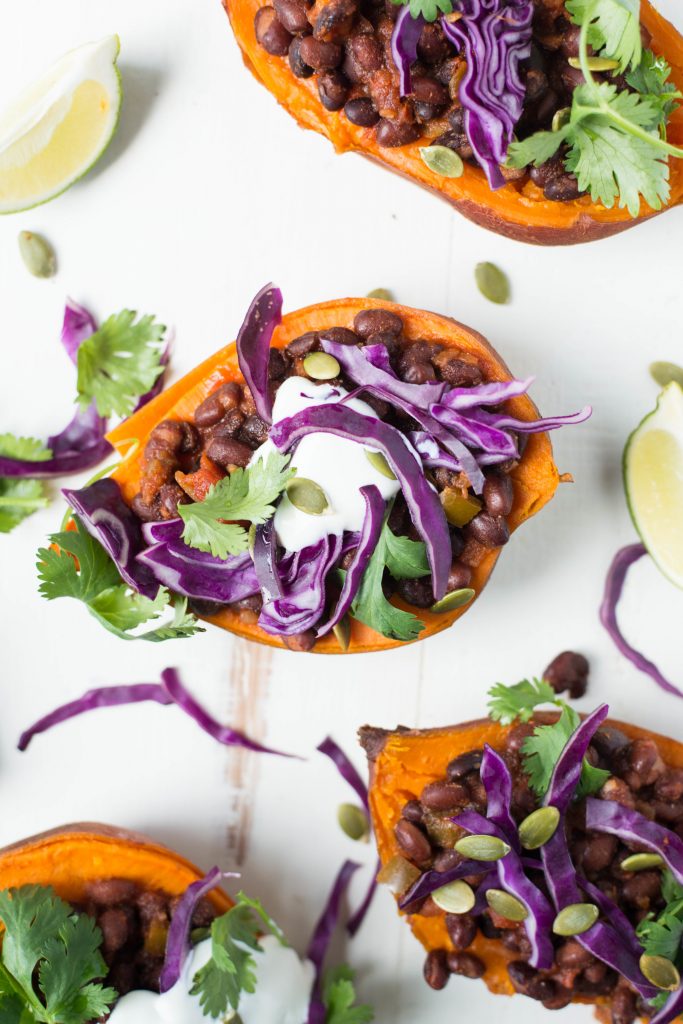 5-Ingredient Black Bean Stuffed Sweet Potatoes_easy vegetarian crockpot recipes
