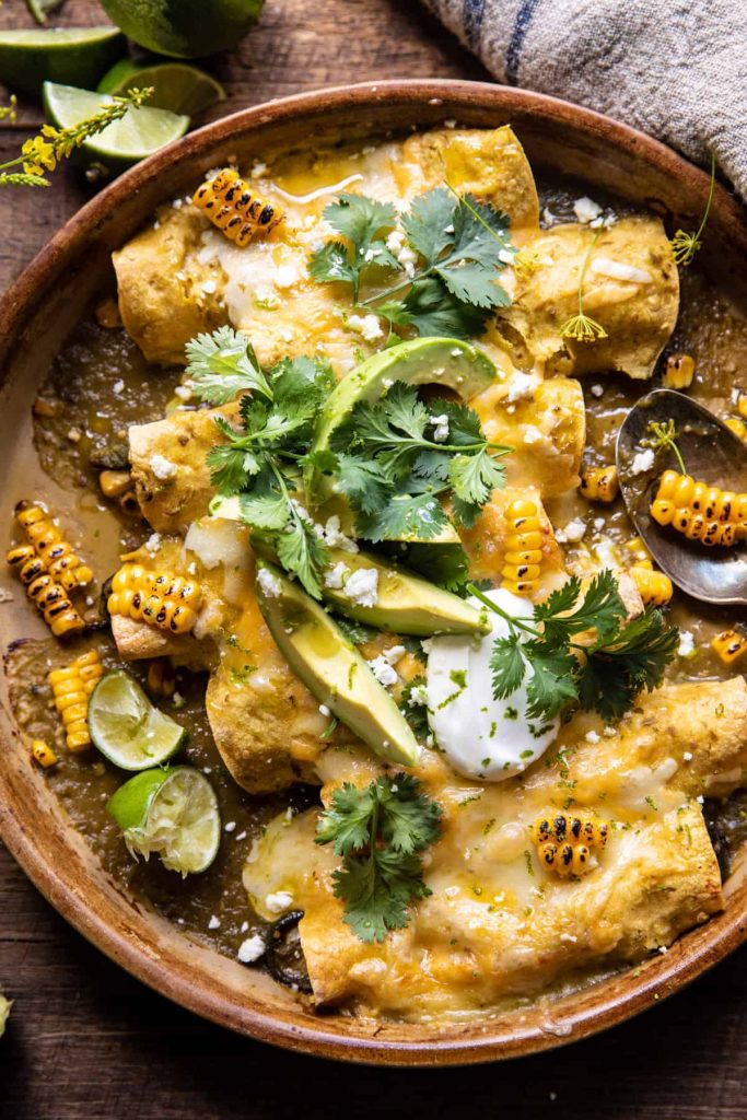 Sheet Pan Chipotle Cheddar Corn Chicken Enchiladas_easy sheet pan recipes