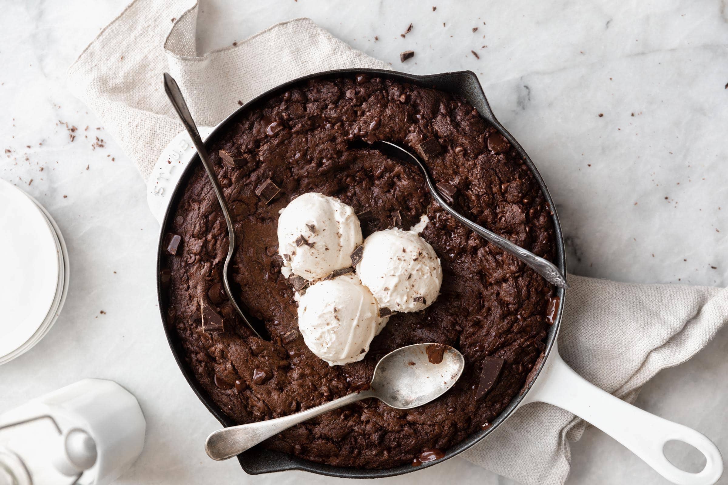 double chocolate skillet cookie