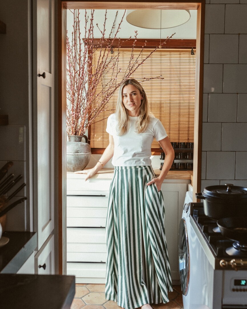 olivia muniak at home, dinner party hostess, spring branches