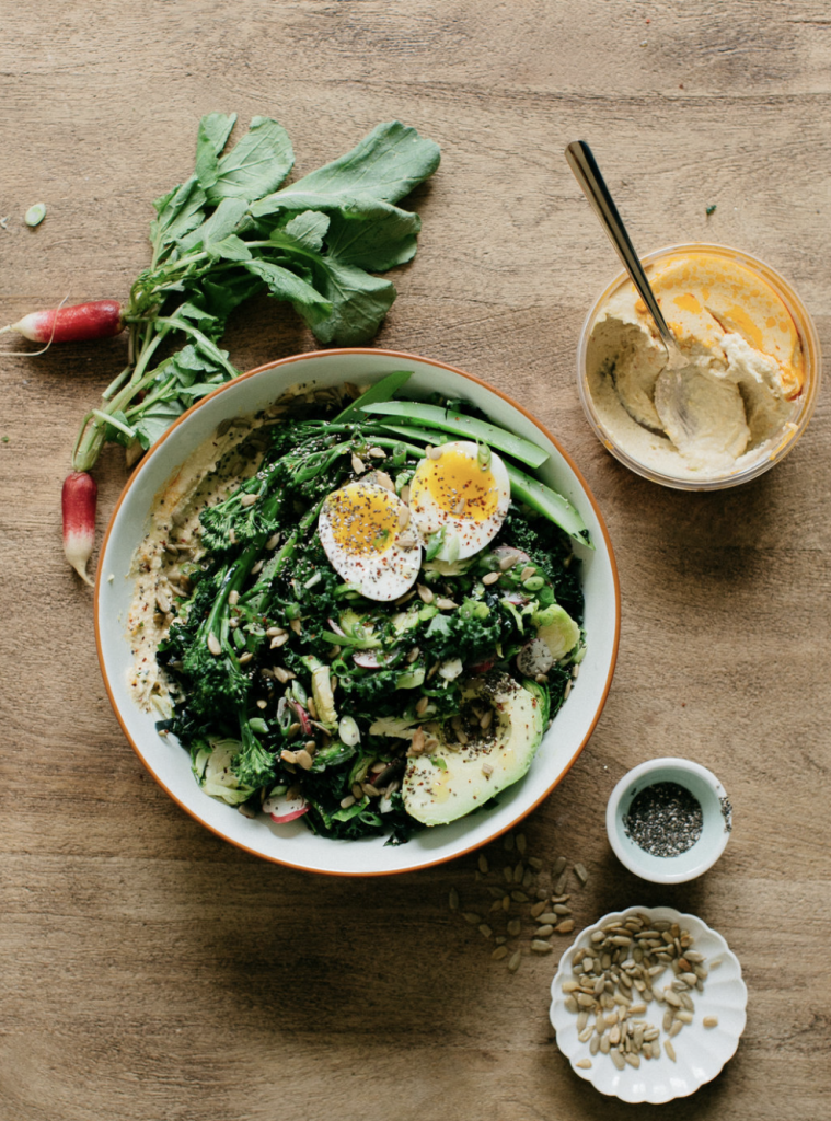 Hummus, Greens, & Avo Bowl_weeknight dinner recipes for one