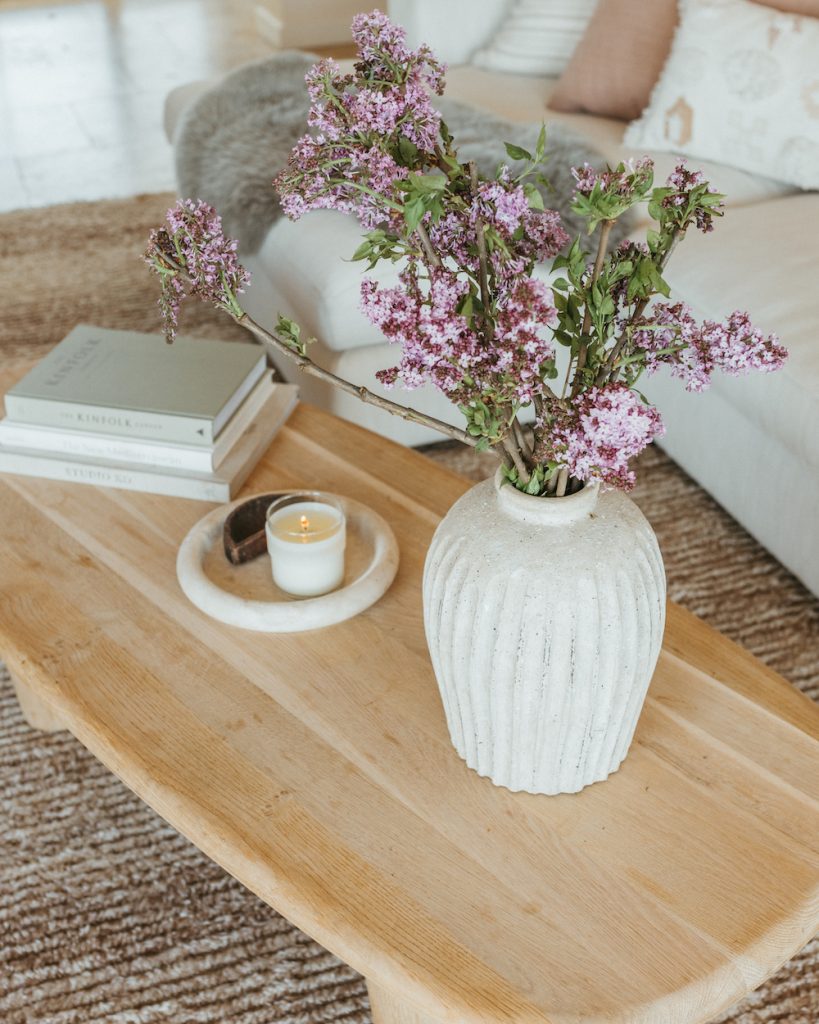 lilac bouquet on coffee table_mood boosters