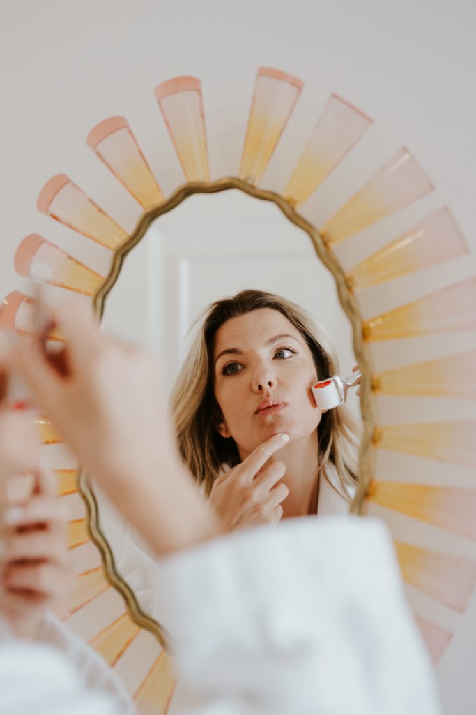 azelaic acid for skin_Catherine McCord using facial tool