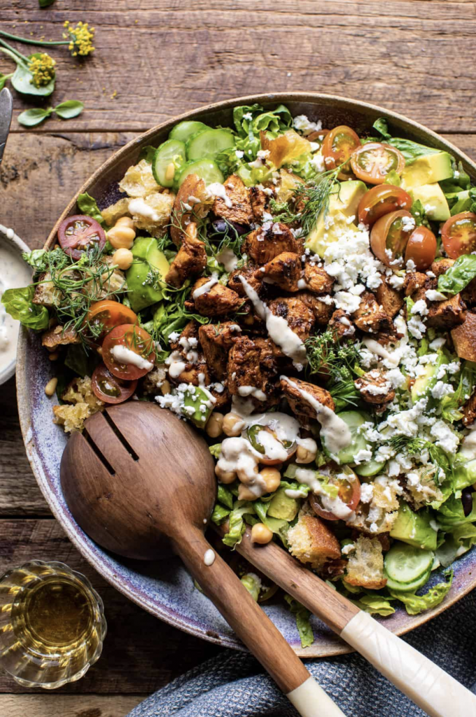Greek Chicken Chopped Salad with Lemon Tahini Vinaigrette from Half Baked Harvest_best chopped salad recipes