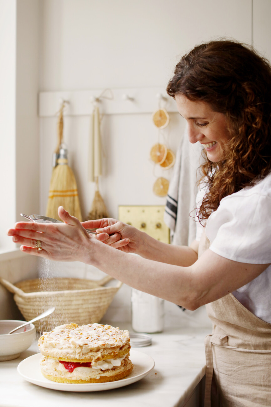 Aran Goyoaga at home in Seattle, cooking in kitchen