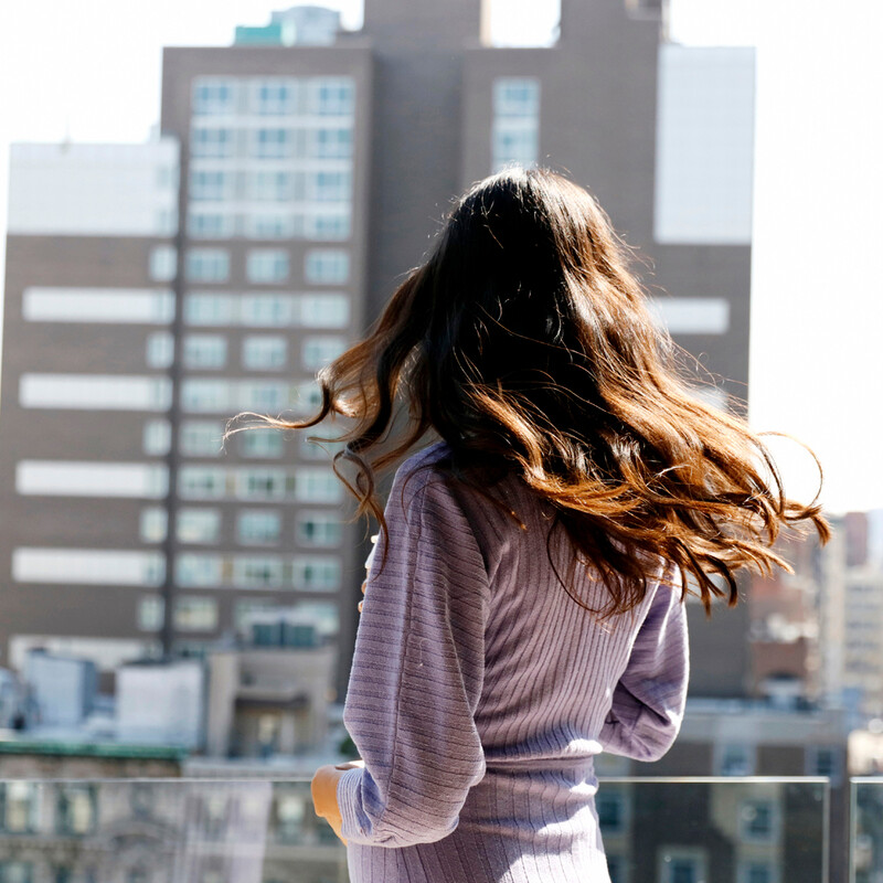 healthy brown hair city backdrop