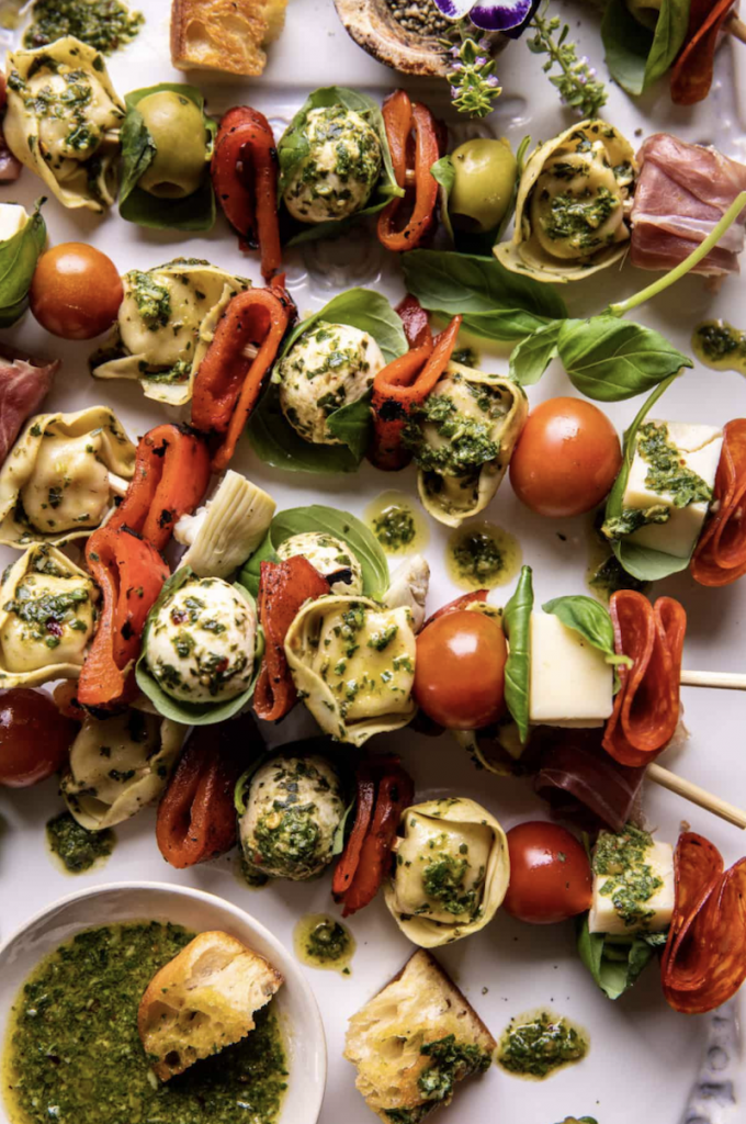 Antipasto Tortellini Skewers With Lemon Basil Vinaigrette_easy summer recipes