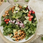 chickpea salad - kachumber salad with cucumbers tomatoes and onions