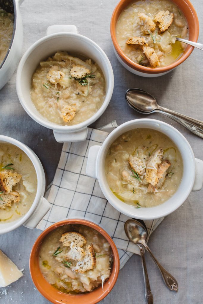 Roasted Cauliflower & White Bean Soup with Rosemary