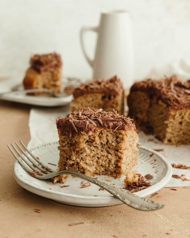 Peanut Butter Banana Snack Cake