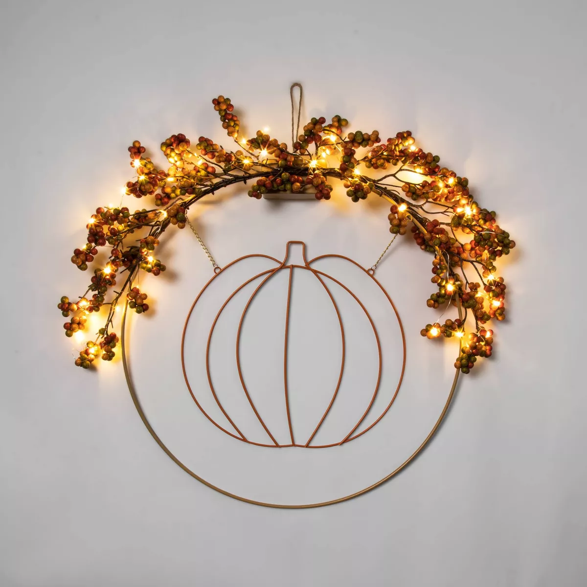 harvest pumpkin light up wreath