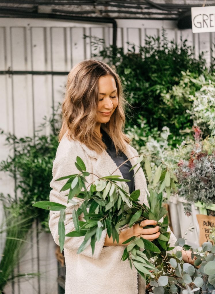 shopping at flower market