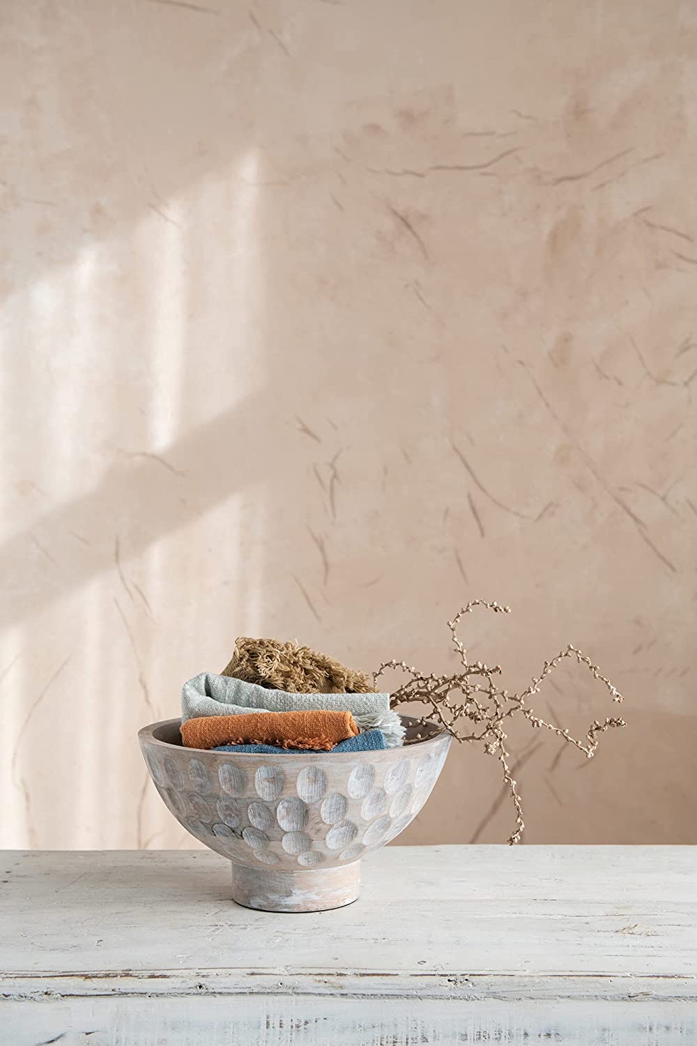 Mango Wood Footed Whitewashed Bowl Amazon Fall Decor