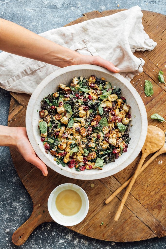 shredded kale and cranberry salad