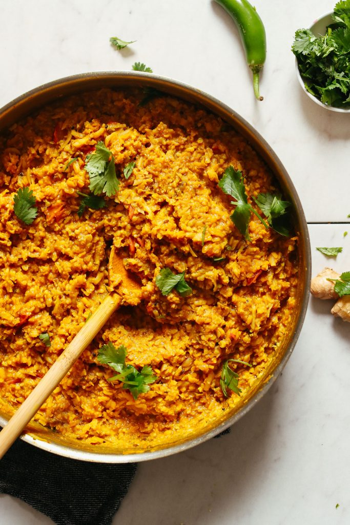 1-Pot Cauliflower Rice Kitchari_vegan cauliflower rice recipes