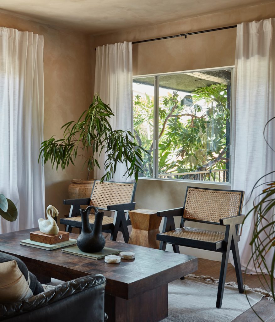 Tonal living room with two accent chairs