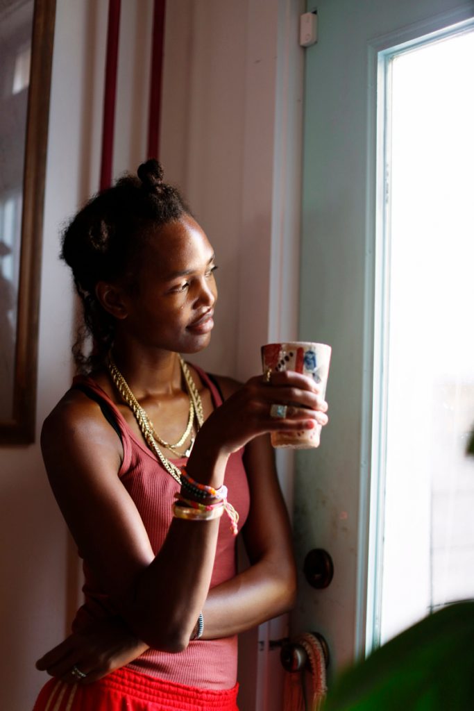 Megan O'Neill drinking coffee_sober October