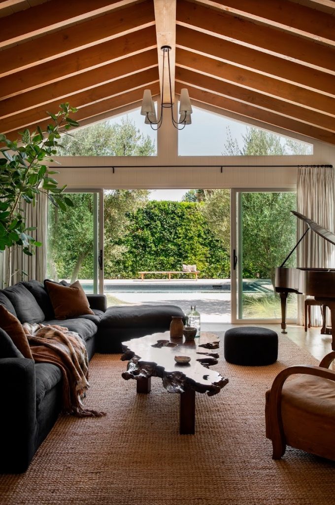 open living room with green view
