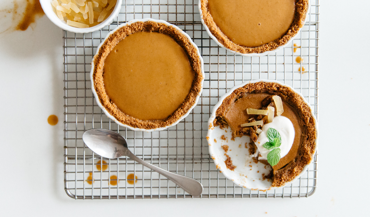 pumpkin pie tartlets with candied pepitas