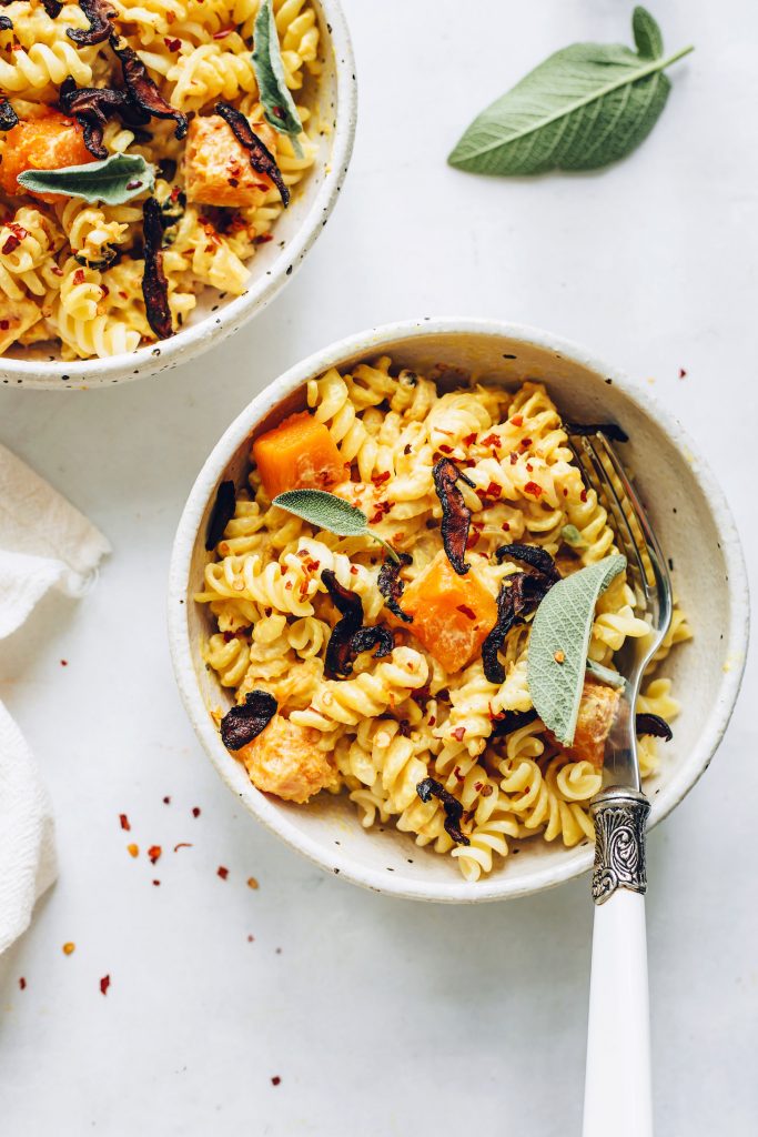 roasted butternut squash pasta from minimalist baker