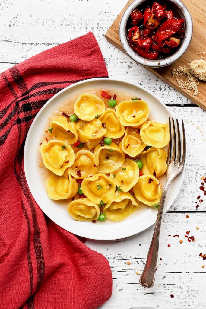 vegan cheese and basil tortellini