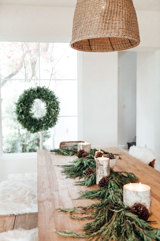 christmas greenery_decorating with candles