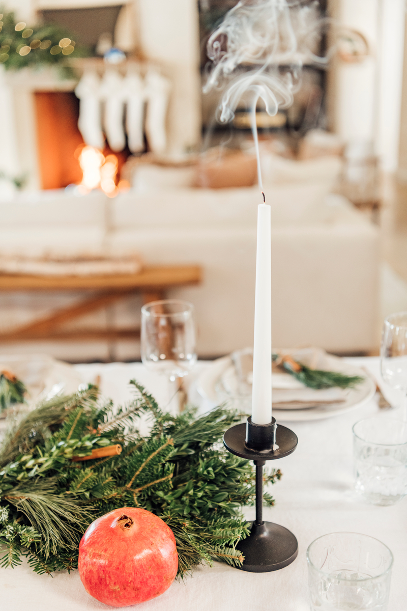 christmas table black candlestick holder