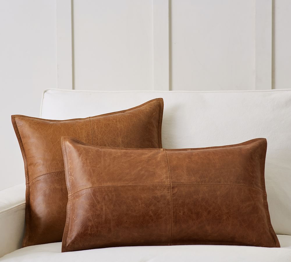 Leather pillow, pottery barn