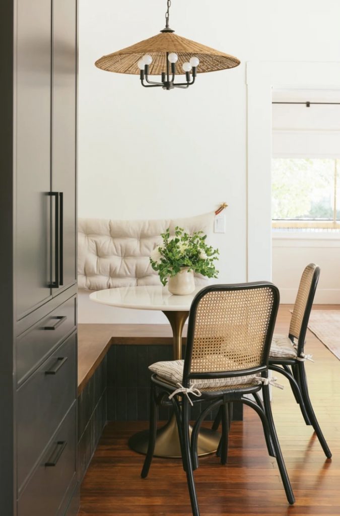Dining nook with chairs.