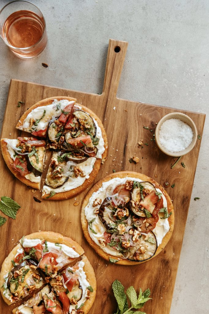 Healthy Flatbread Pizza with Eggplant and Ricotta