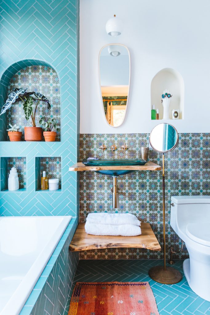 Justina Blakeney irregular bathroom mirror ideas