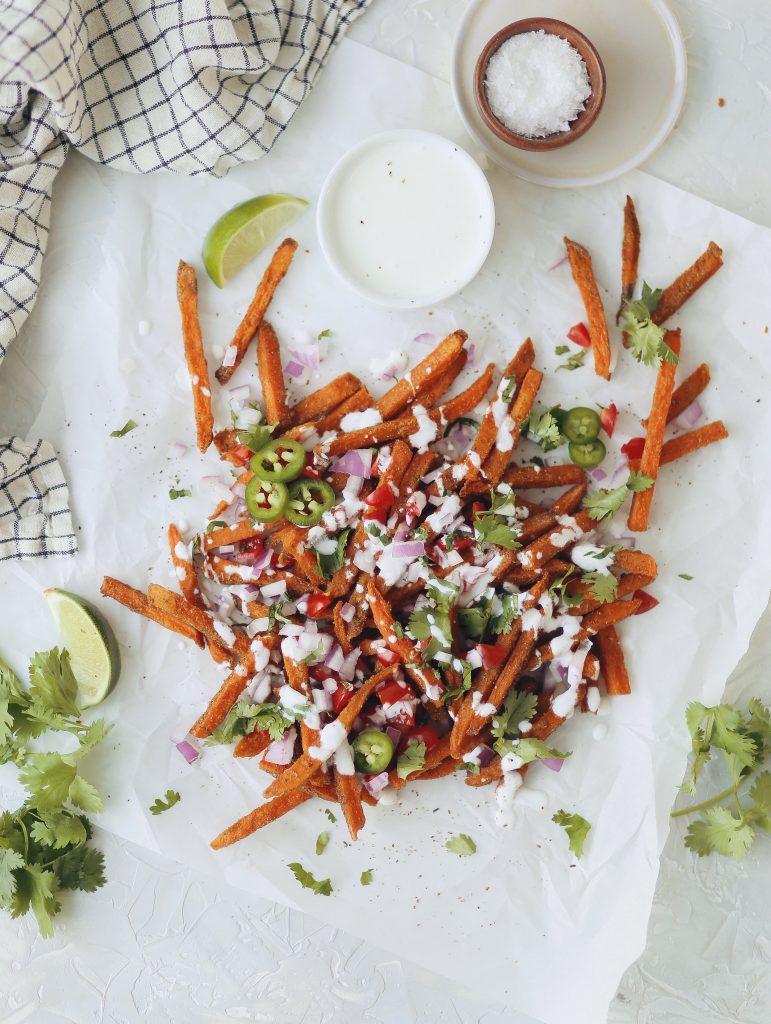 samosa chaat sweet potato fries_vegan indian recipes