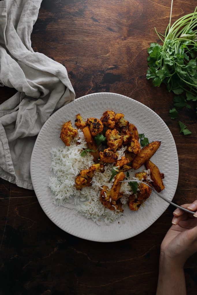 sheet pan aloo gobi_vegan indian recipes