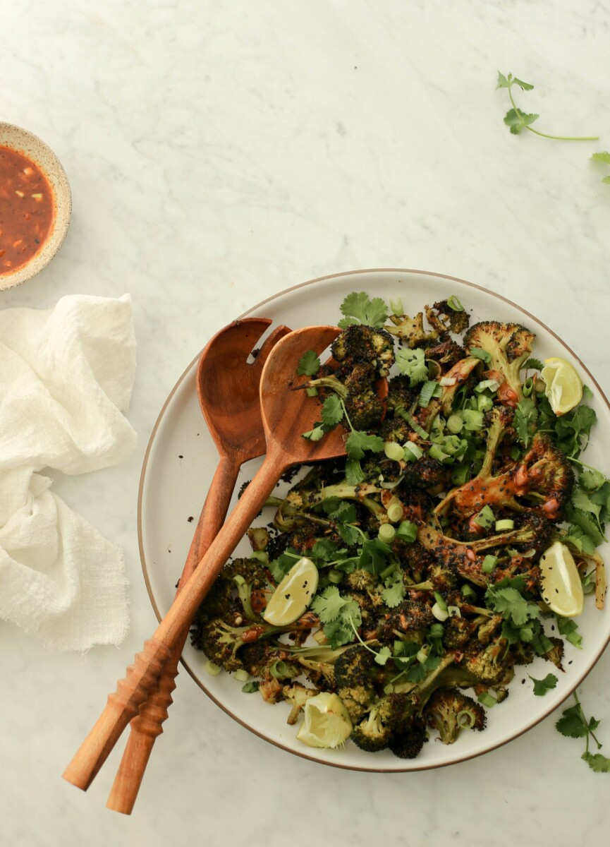 baked chili miso broccoli