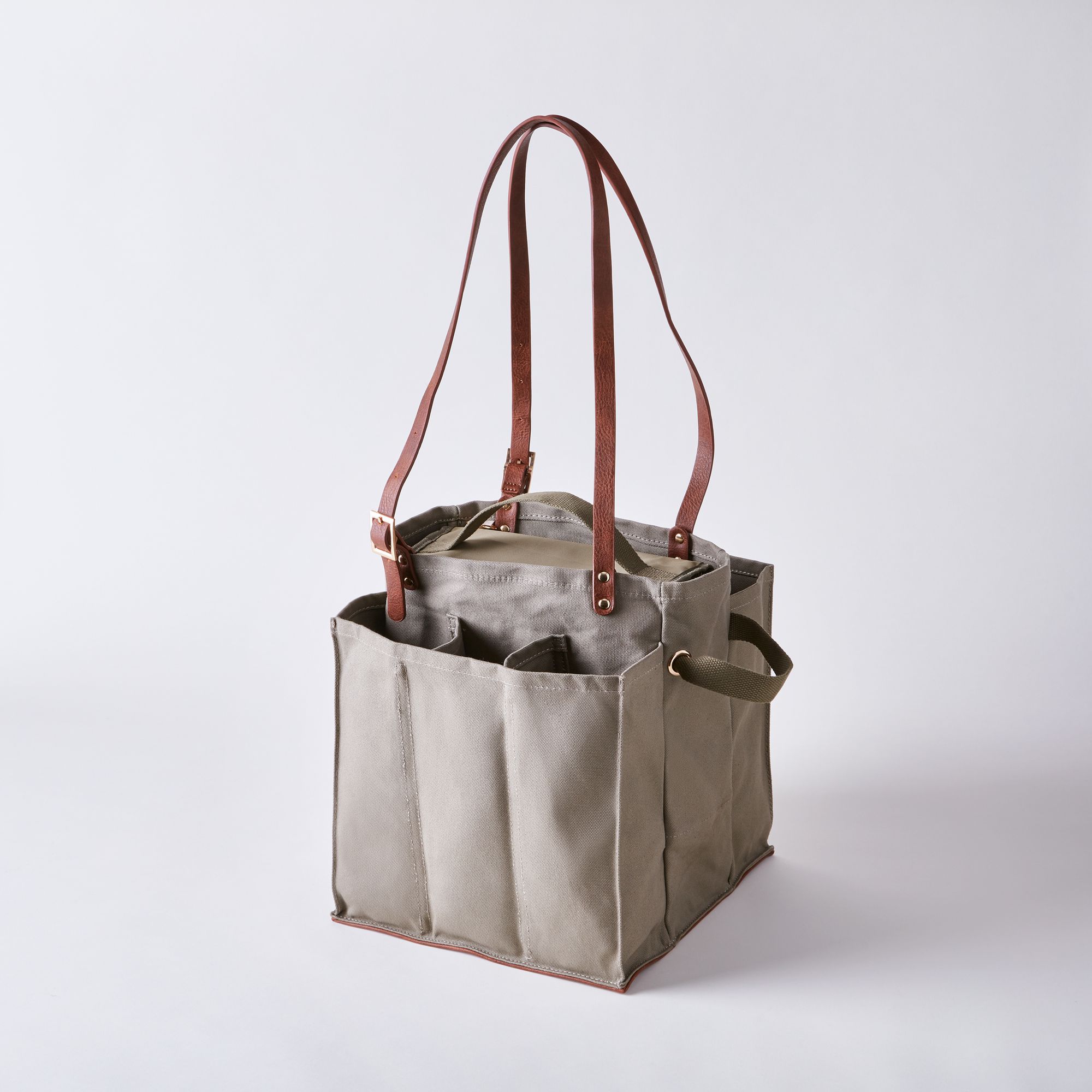 multi pocket canvas market tote