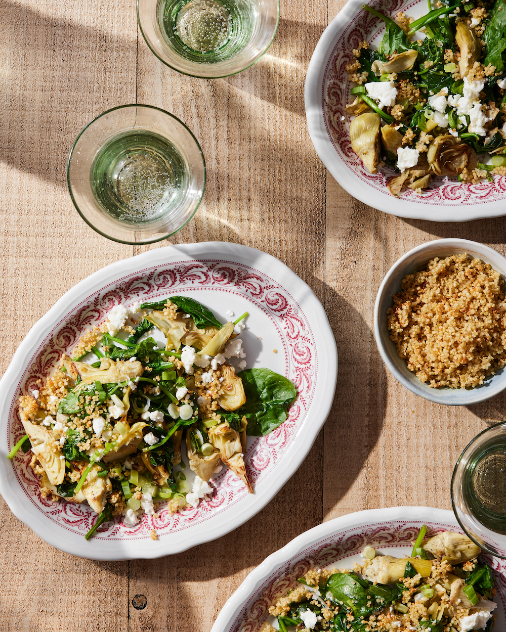 warm spinach artichoke salad_easter brunch menu ideas