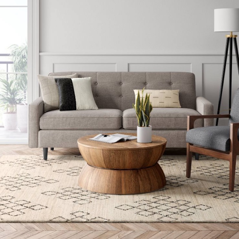 living room sofa over area rug