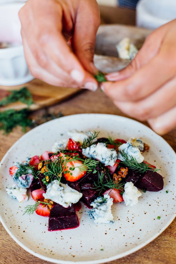 Smoky Beet & Strawberry Salad with Gorgonzola